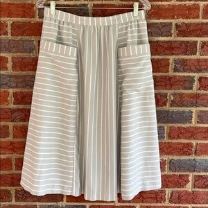 Vintage Finnish Gray and White Striped Skirt with front pockets, size 38